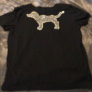 Silver Bling Black PINK Tee L